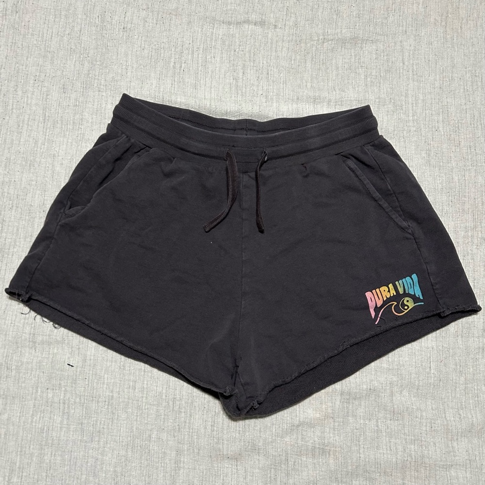Pura Vida Gray Summer Beachy Sweat Shorts with Logo